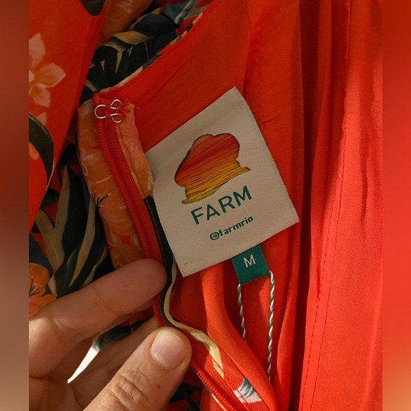 NWT Farm Rio Red Pineapple Bloom Cut Out Midi Dress, Size Medium - Picture 10 of 10